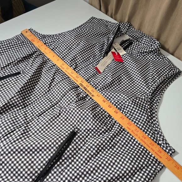 T by Talbots Vest Womens 3X Black White Gingham Full‎ Zip Layering Outdoor - Picture 8 of 11